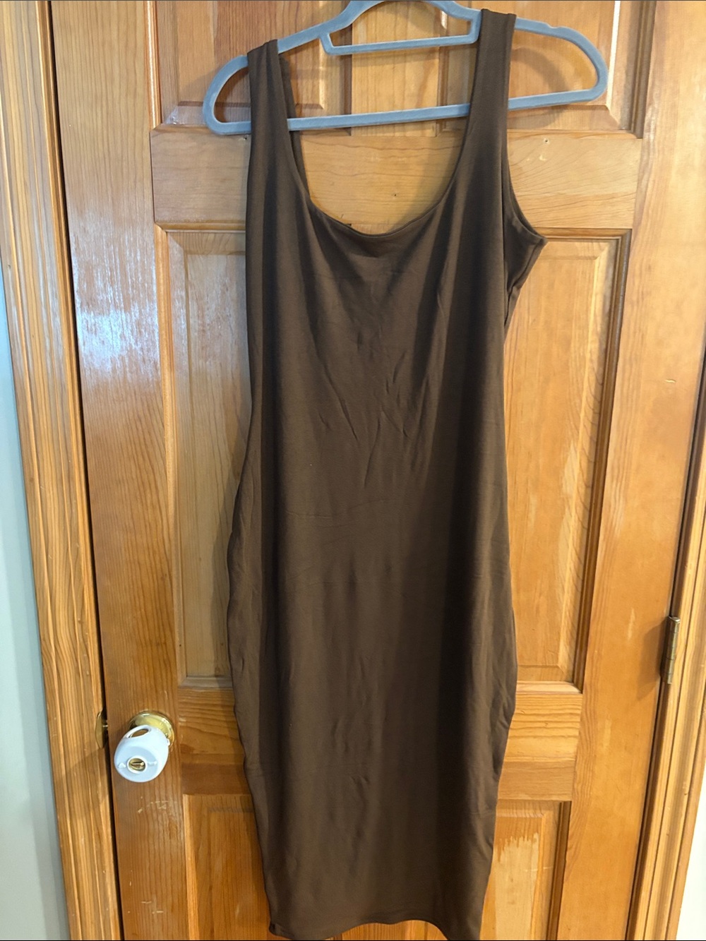 naked wardrobe Brown Sleeveless Midi Bodycon Dress